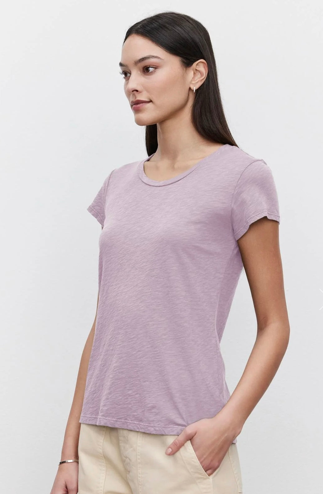 VELVET BY GRAHAM & SPENCER shrunken cotton cropped slub tee