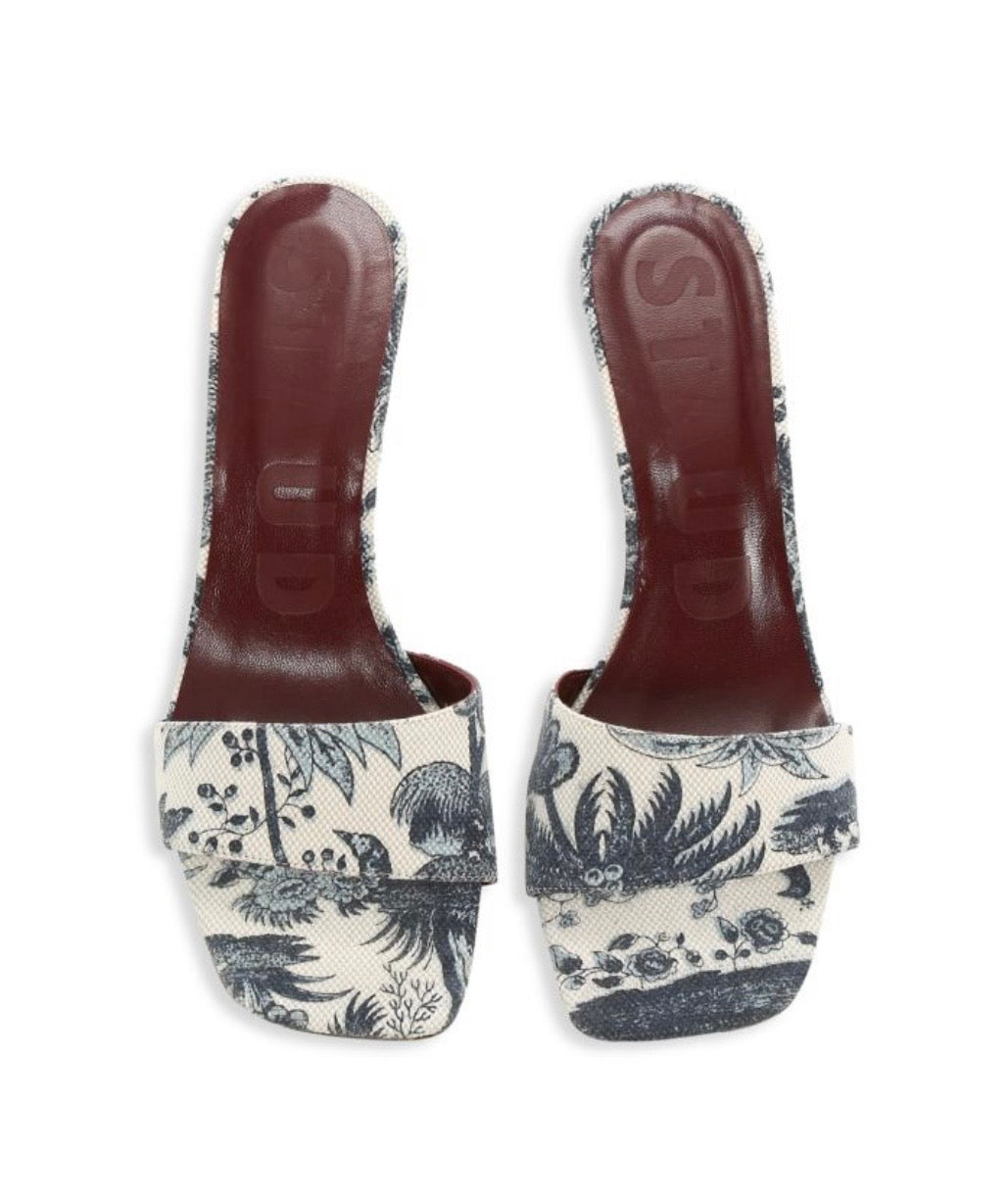 STAUD
Billie Tropical-Print Canvas Wedge Sandals