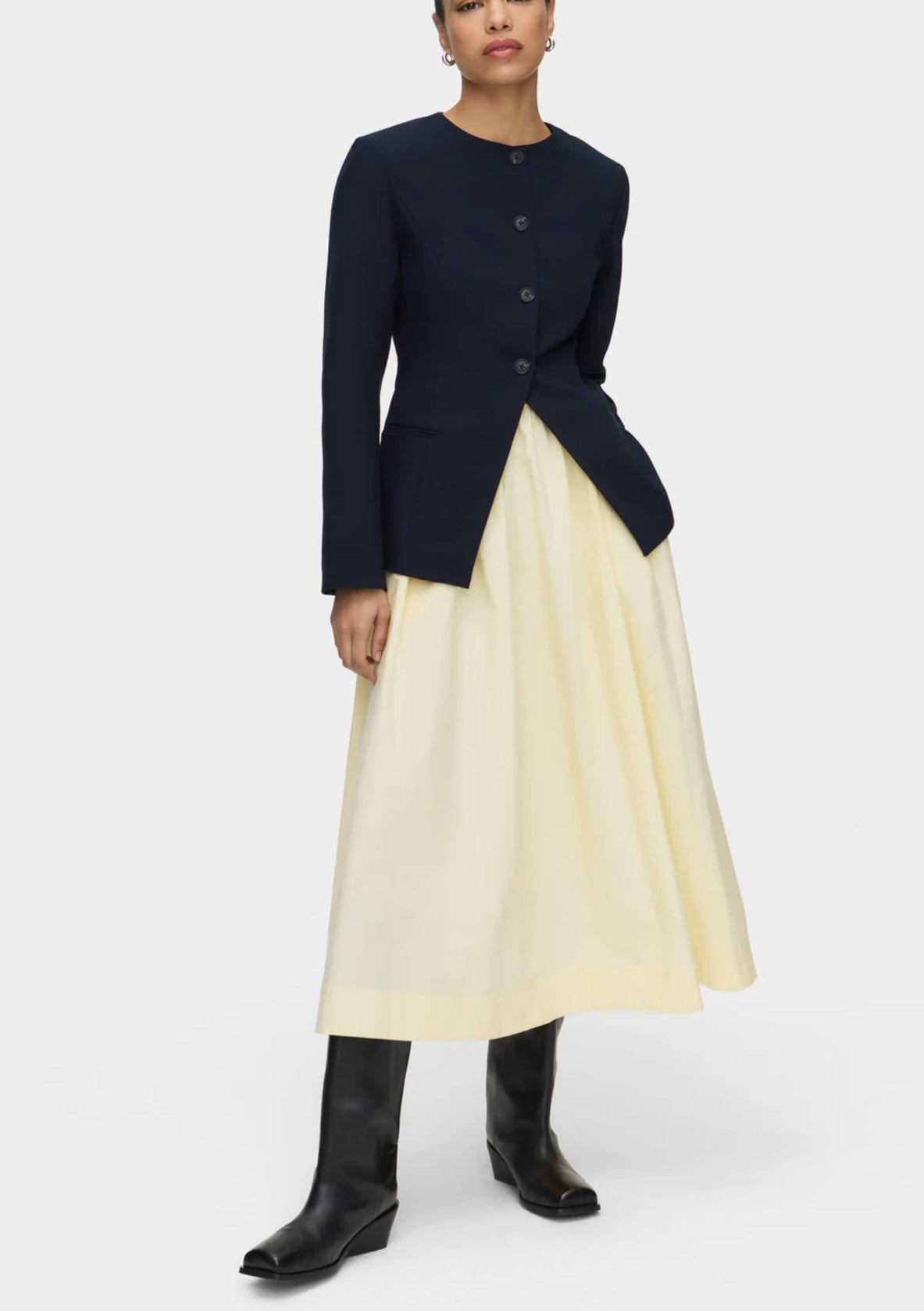 ALIGNE - NATALIE ELASTICATED COTTON MIDI SKIRT