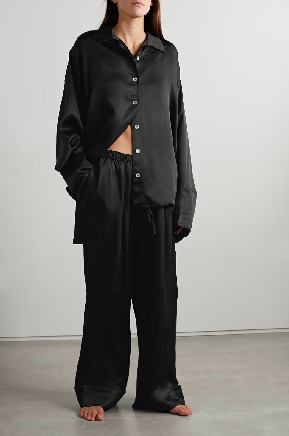 SLEEPER - “sizeless” Pajama Set With Pants In Concrete