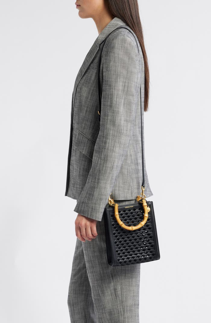 VERONICA BEARD Small Bamboo Woven Leather Shopper