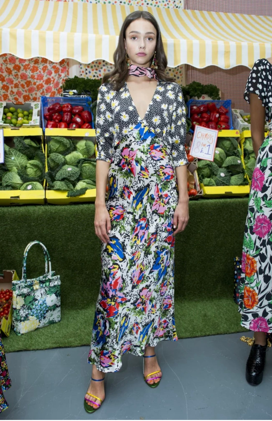 RIXO - ZAIDE MIXED PRINT DRESS