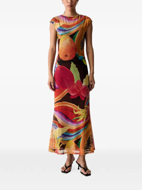NEVER FULLY DRESSED fruit mesh dress with slip
