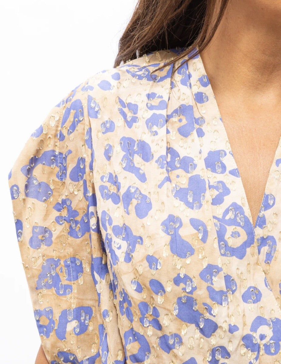 SMYTHE Yoda blouse in metallic lavender leopard