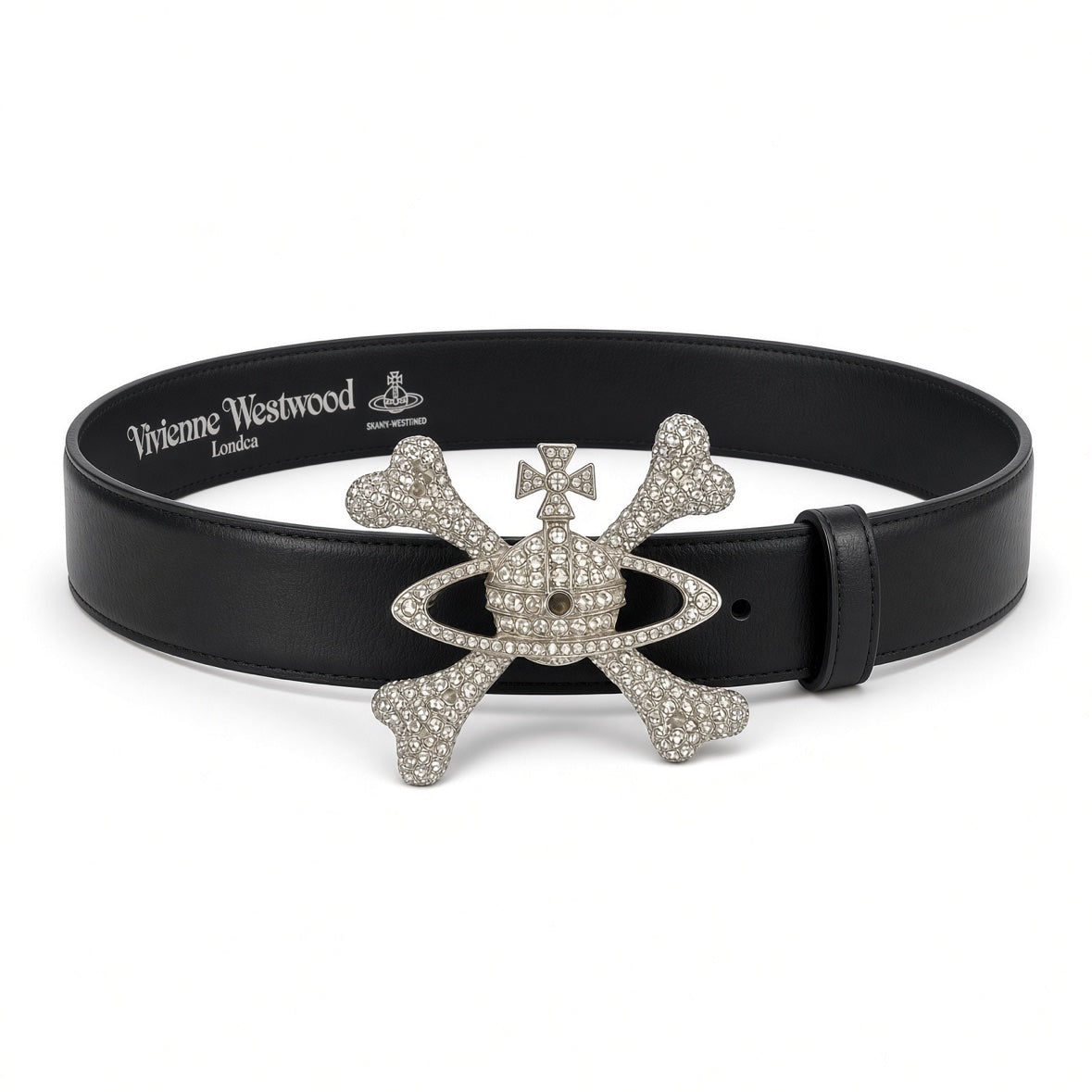 Vivienne Westwood Black Crystal Orb Crossbones Belt