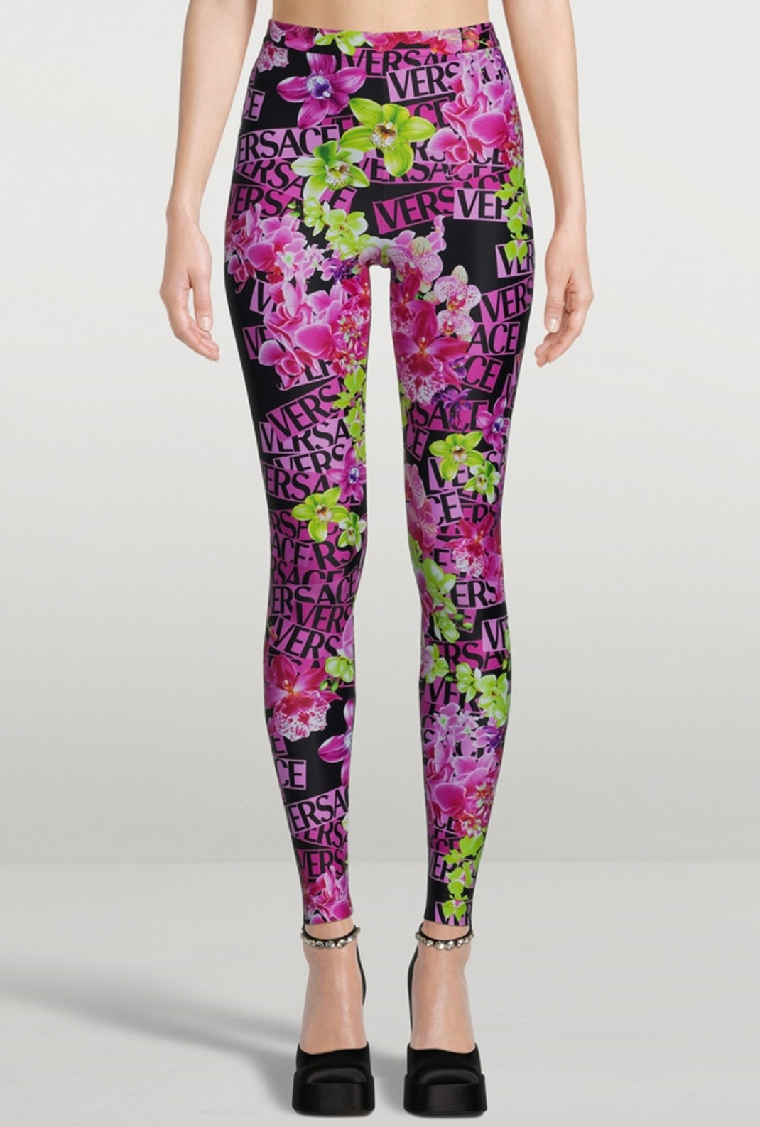 Versace Leggings in Logo Orchard Print