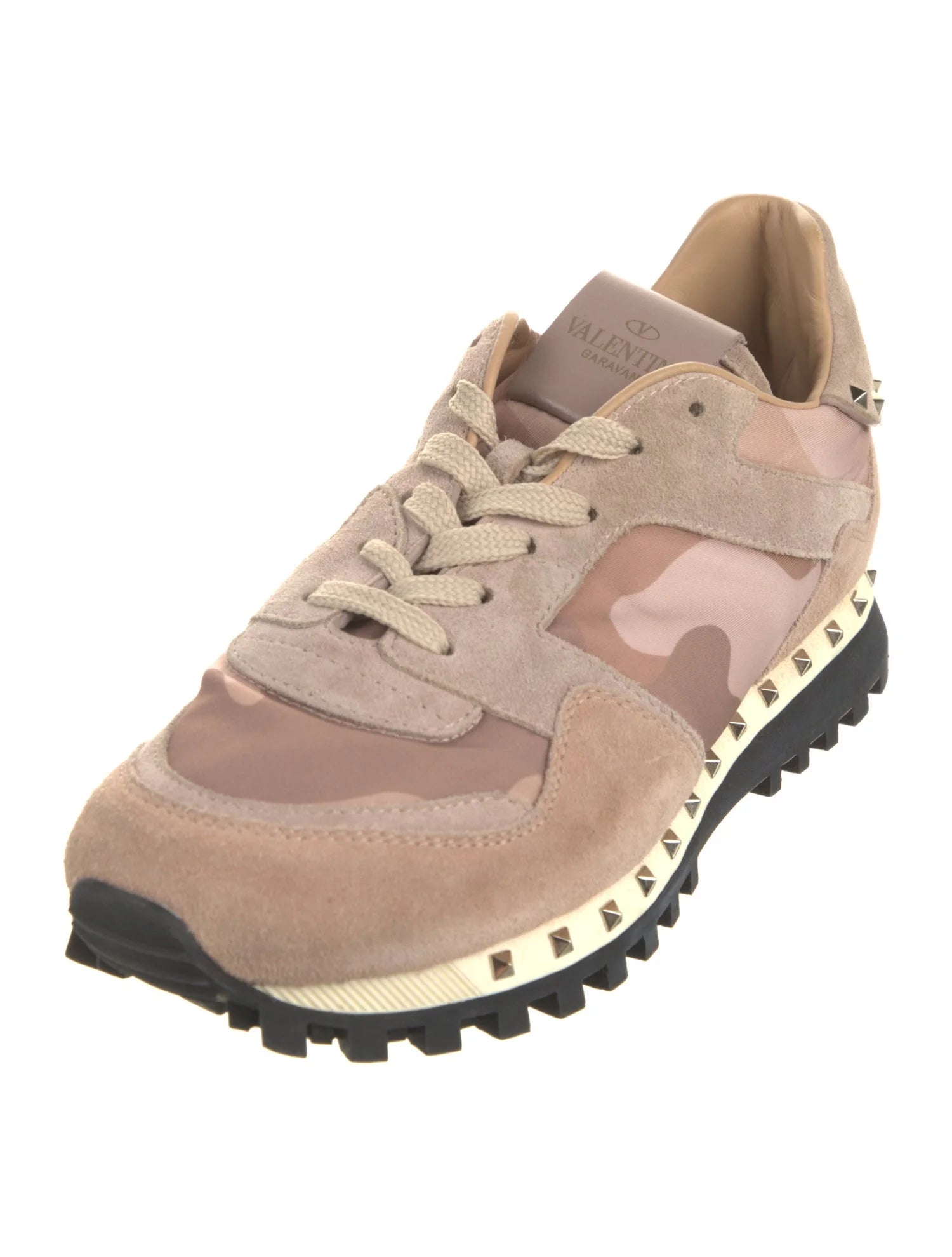 VALENTINO camo rockstud sneakers in beige