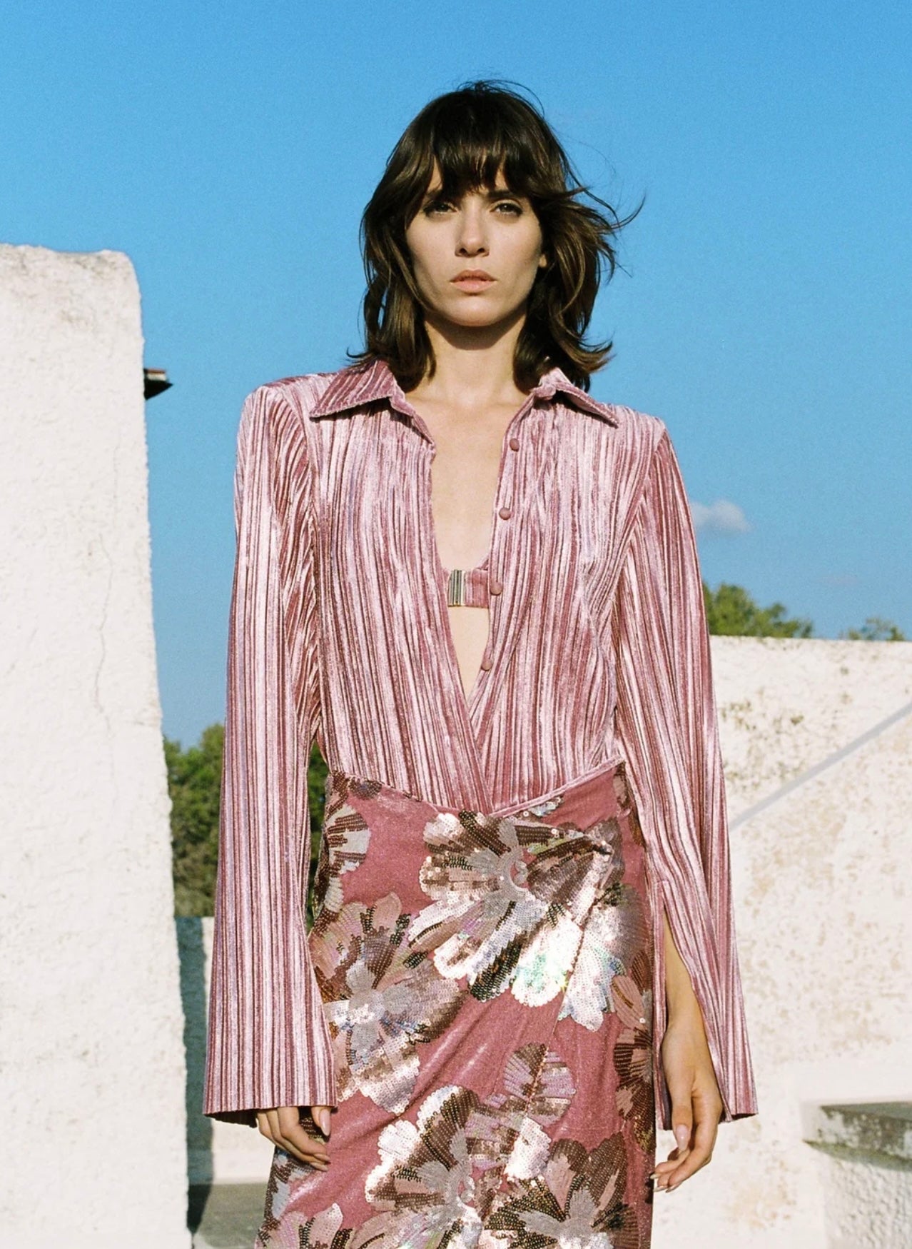 SABINA MUSAYEV - SMOKED PINK IVRI TOP