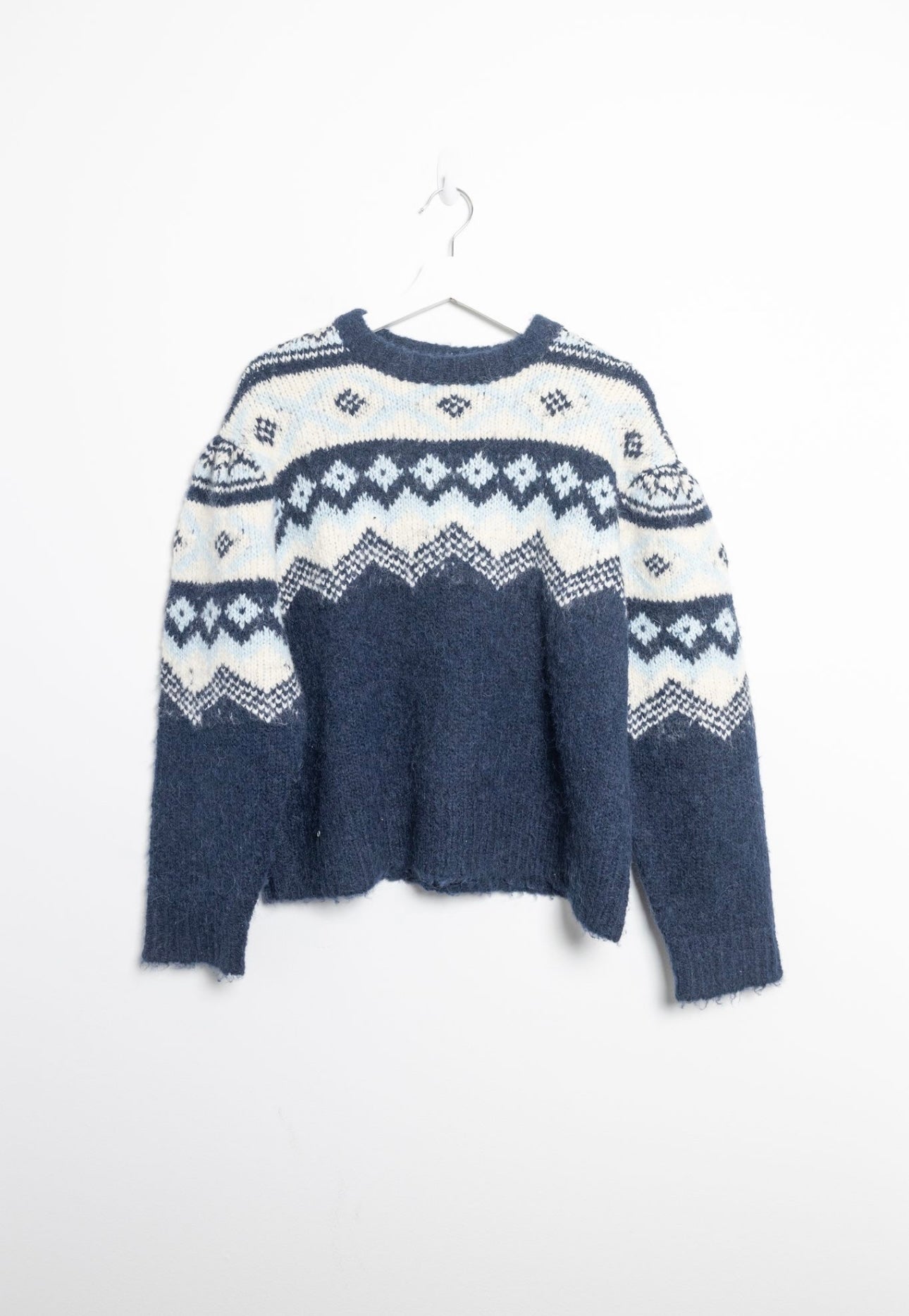 SEA NEW YORK
Fair Isle Shirred-Sleeves Intarsia Crewneck Sweater