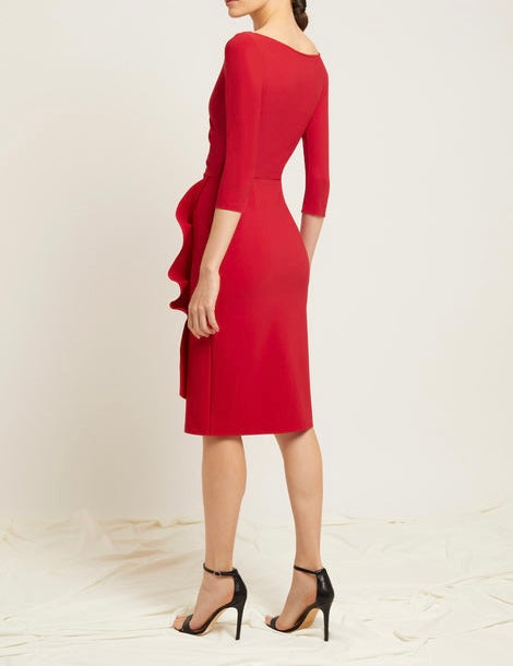 CHIARA BONI red long sleeve short dress with ruffles