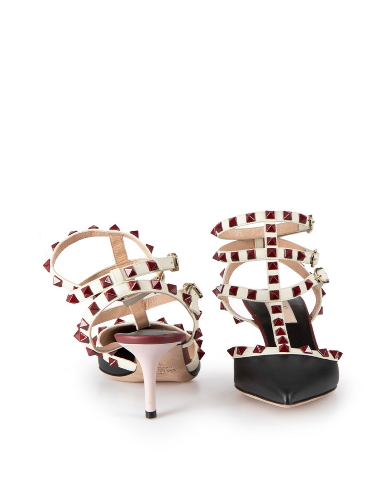 Valentino Cagged Rockstud Ankle Strap Heels