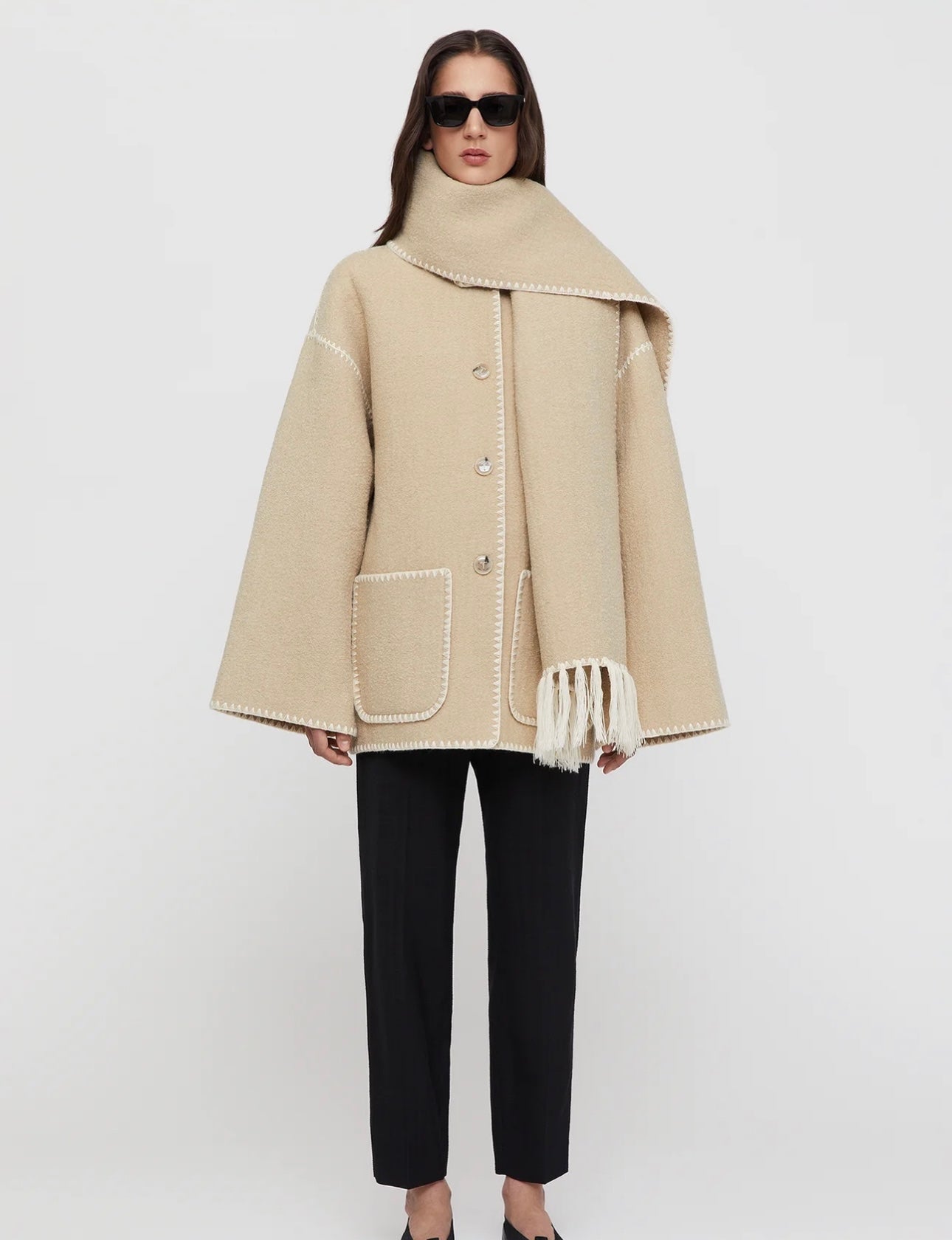 Toteme NEW Embroidered scarf jacket harvest