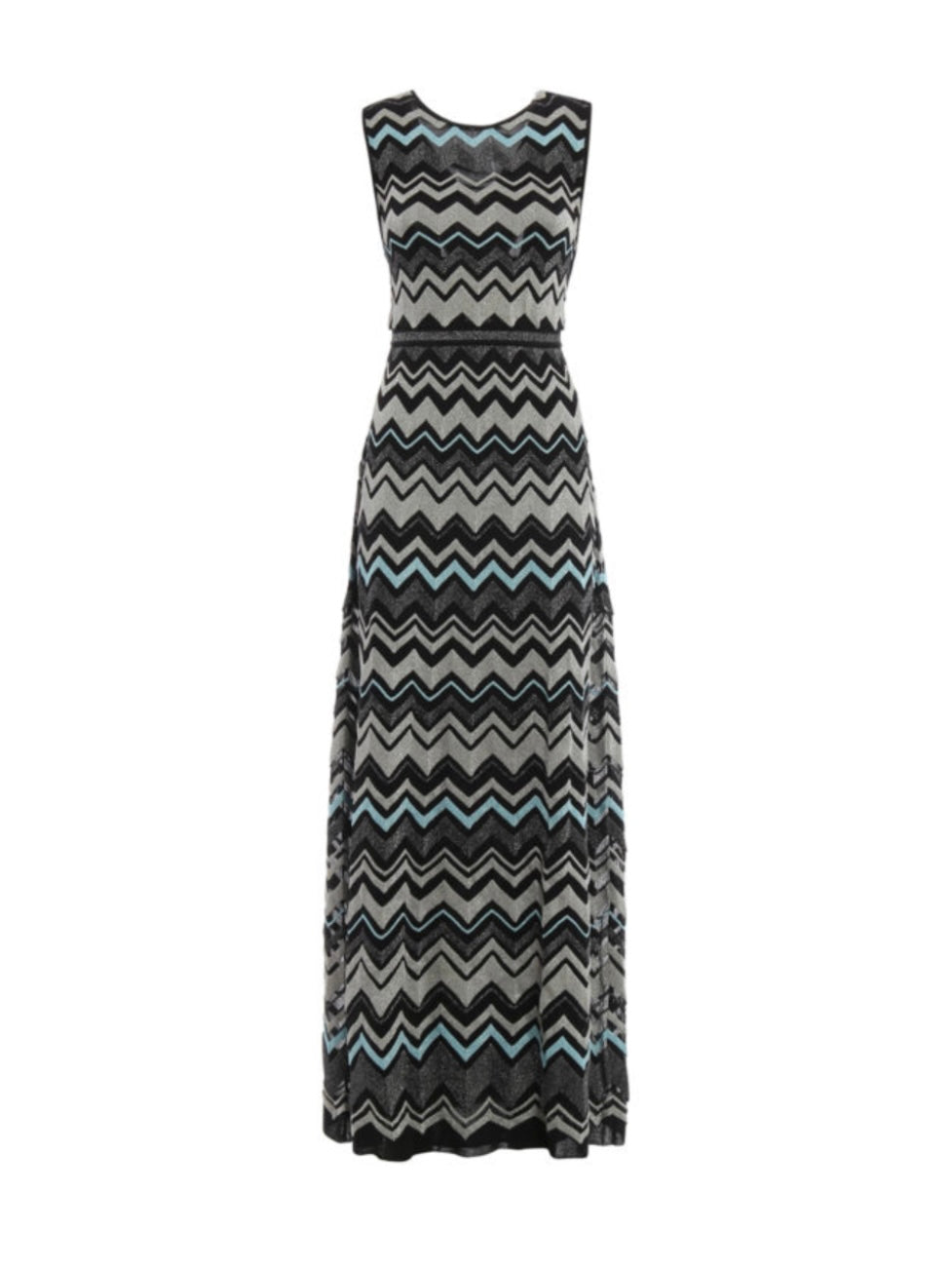 M MISSONI METALLIC ZIGZAG CROSS BACK MAXI DRESS
