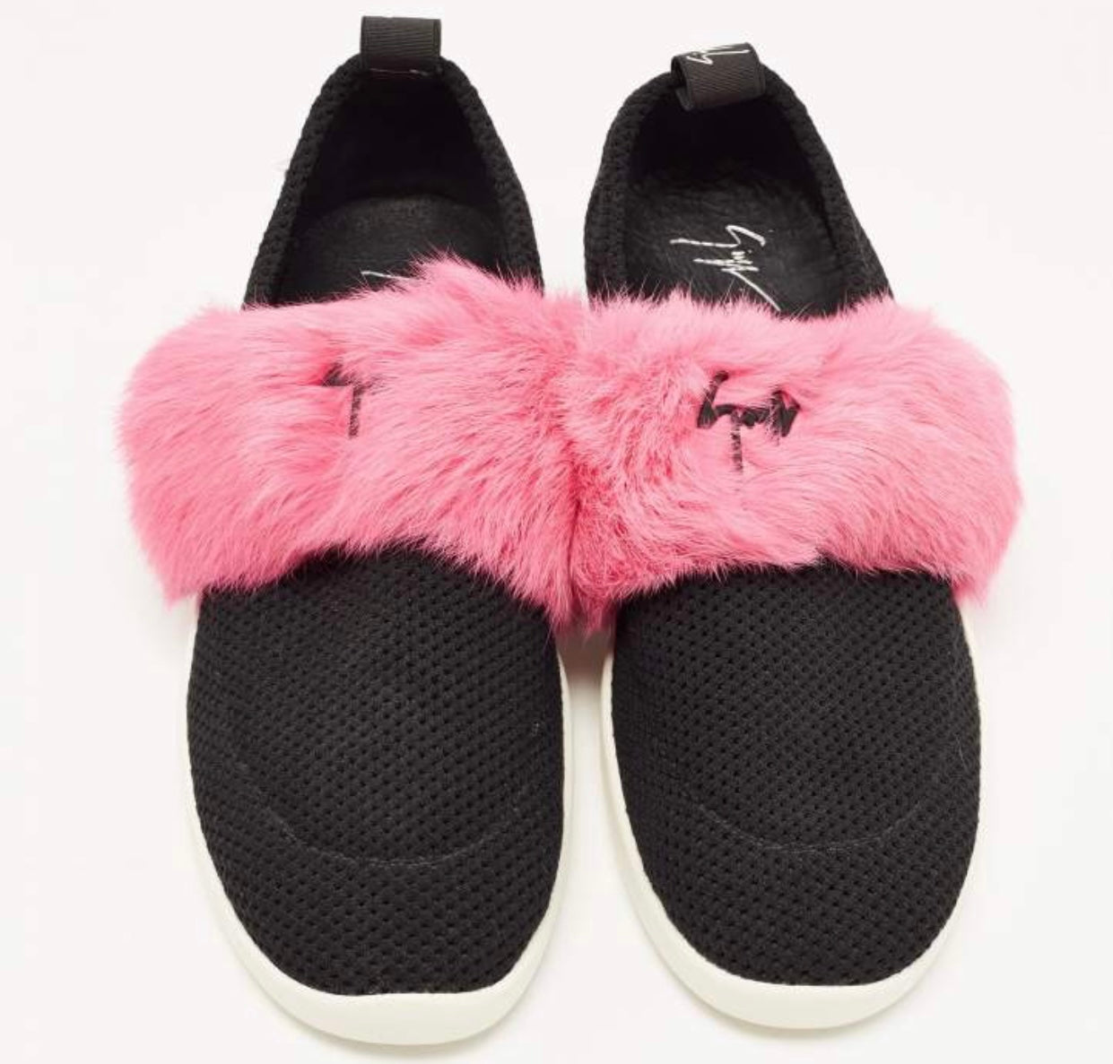 Giuseppe Zanotti -
Giuseppe Zanotti Black Knit Fabric and Calfhair Slip on