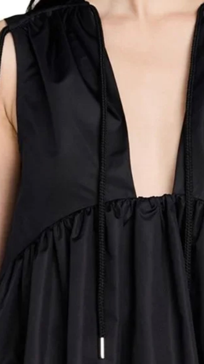 ANKVAS - Sleeveless Babydoll Blouse in Black