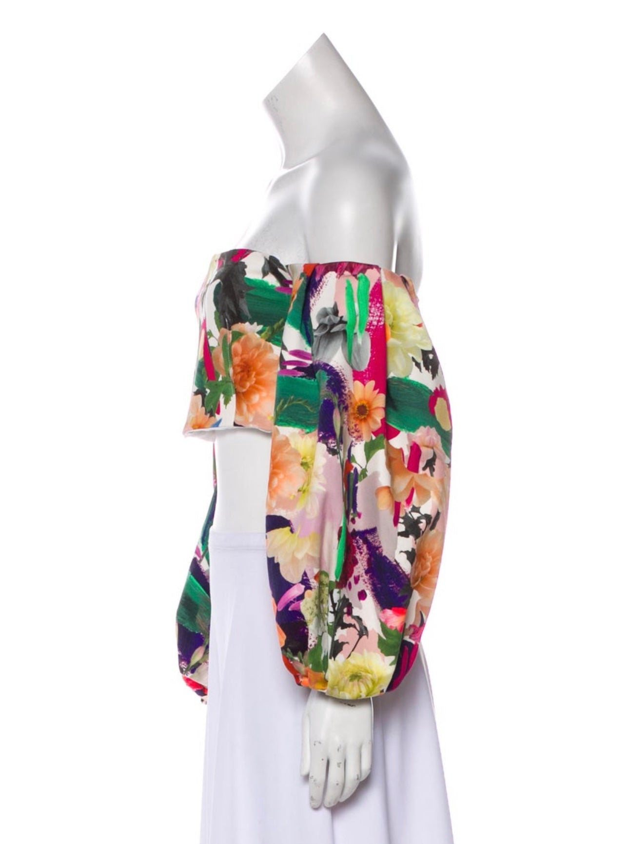 Cushnie Et Ochs - Multicolor Floral Off Shoulder Crop Top