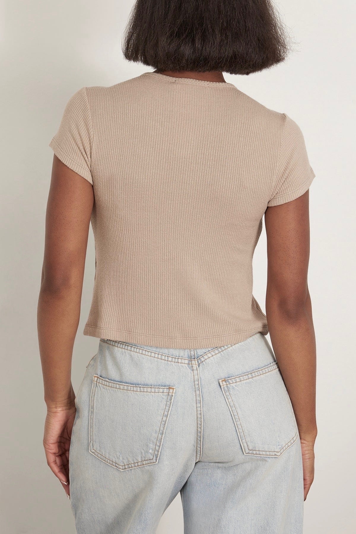 SABLYN grey/beige ribbed stretchy tshirt