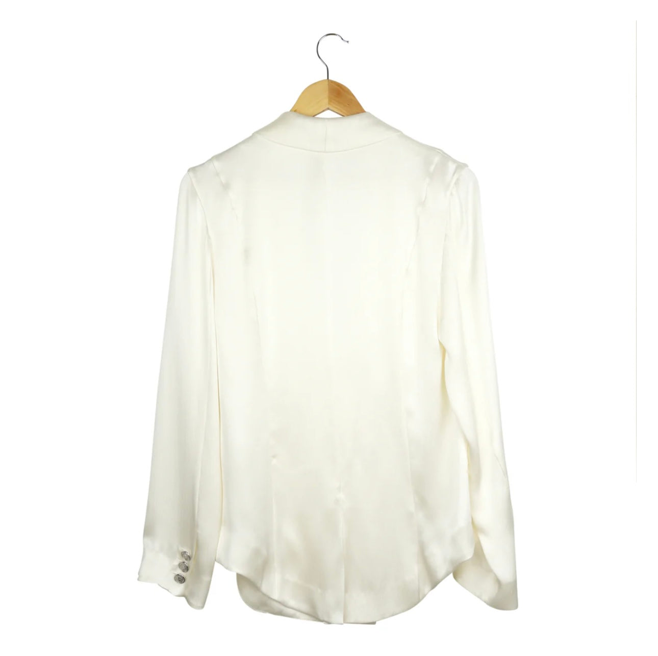 BALMAIN - Ivory Silk Bouble Breasted Draped Blazer Jacket