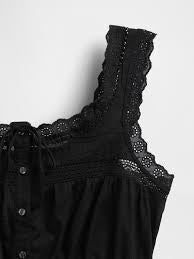GAP black cotton tank top with lace and tie
