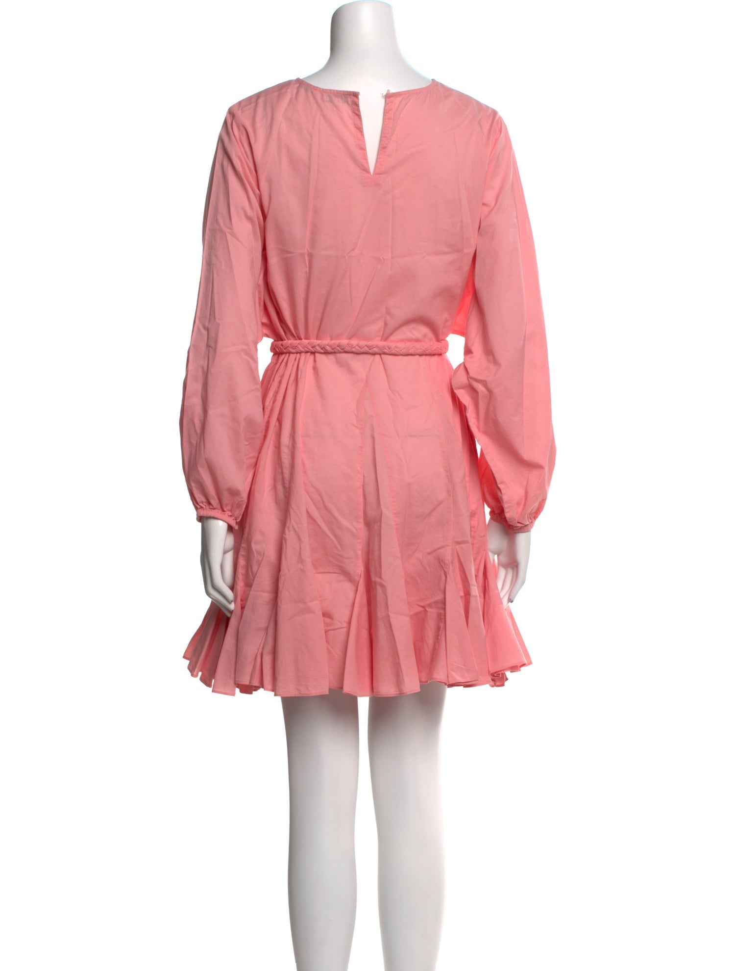 RHODE pink/coral long sleeve mini dress with braided belt