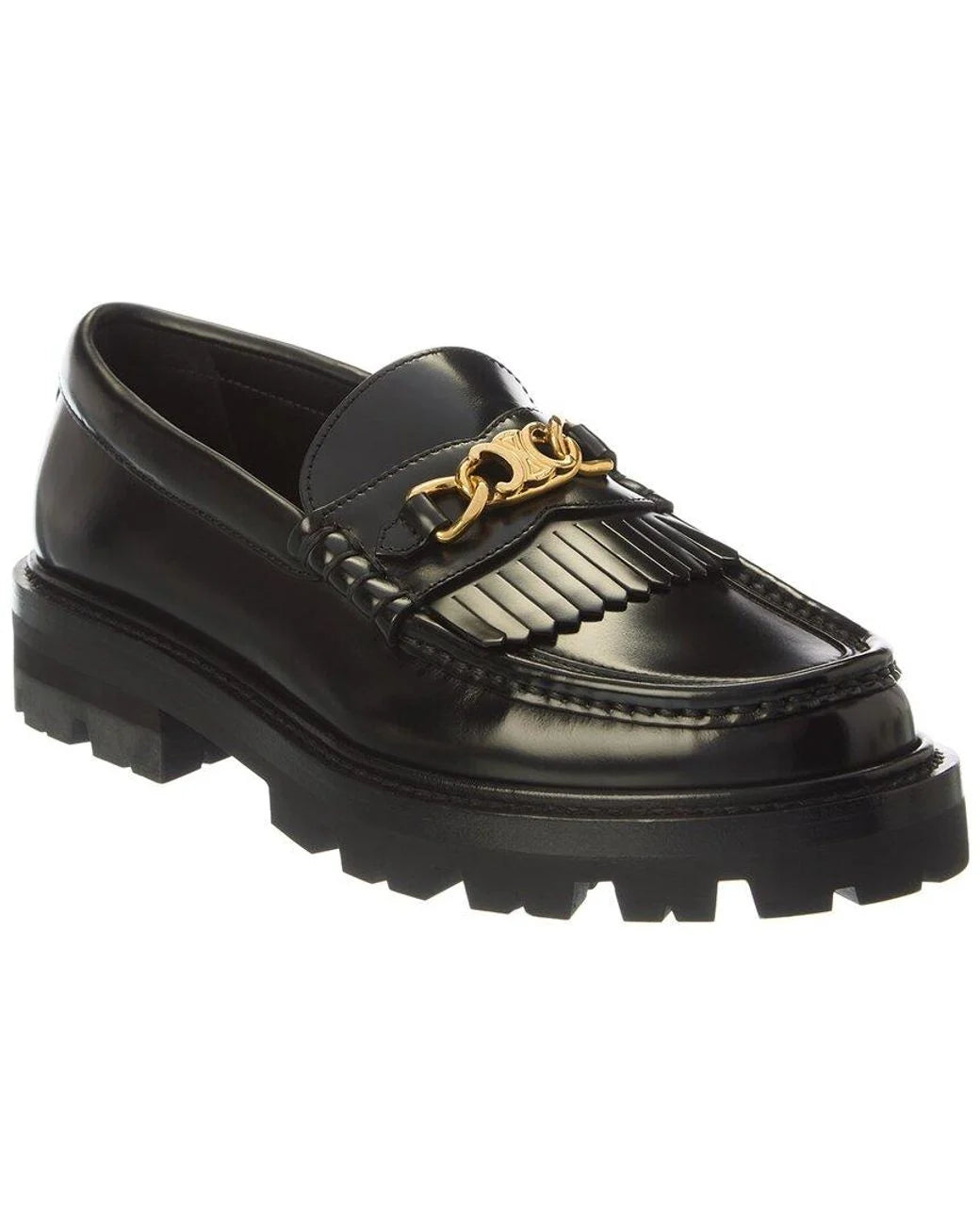 CELINE black loafers with gold logo