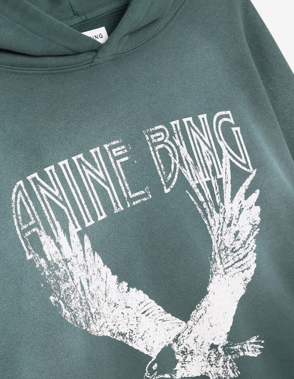 ANINE BING ASH HOODIE EAGLE IN FADED EMERALD GREEN