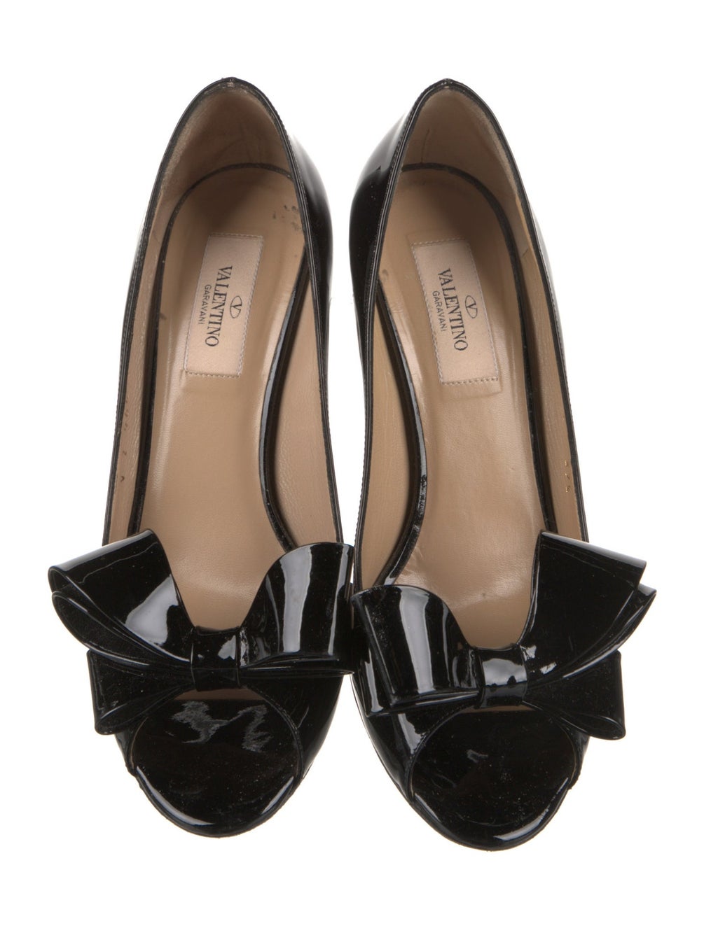 VALENTINO patent black bow heels