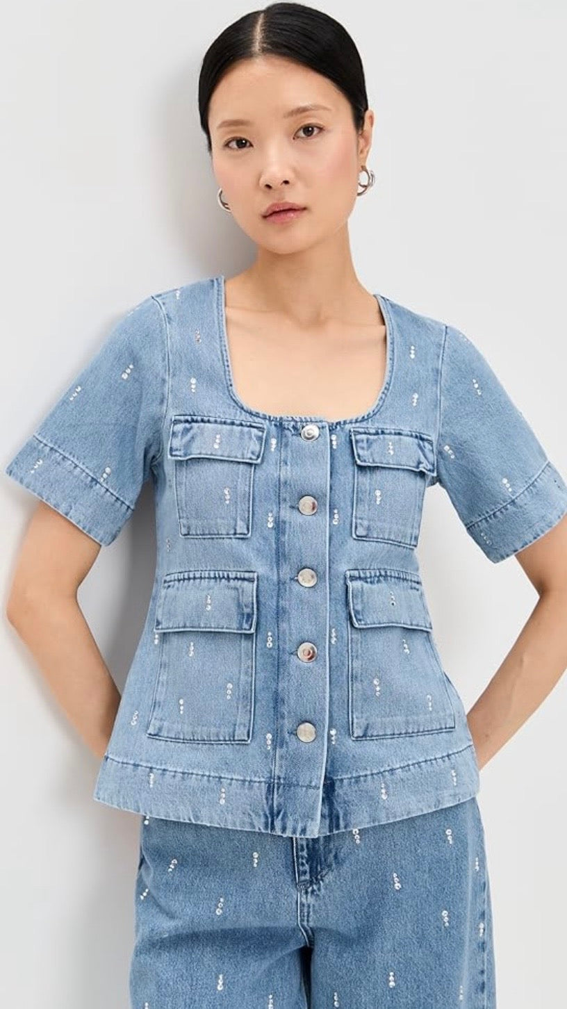 ALIGNE - Square Neck Denim Top