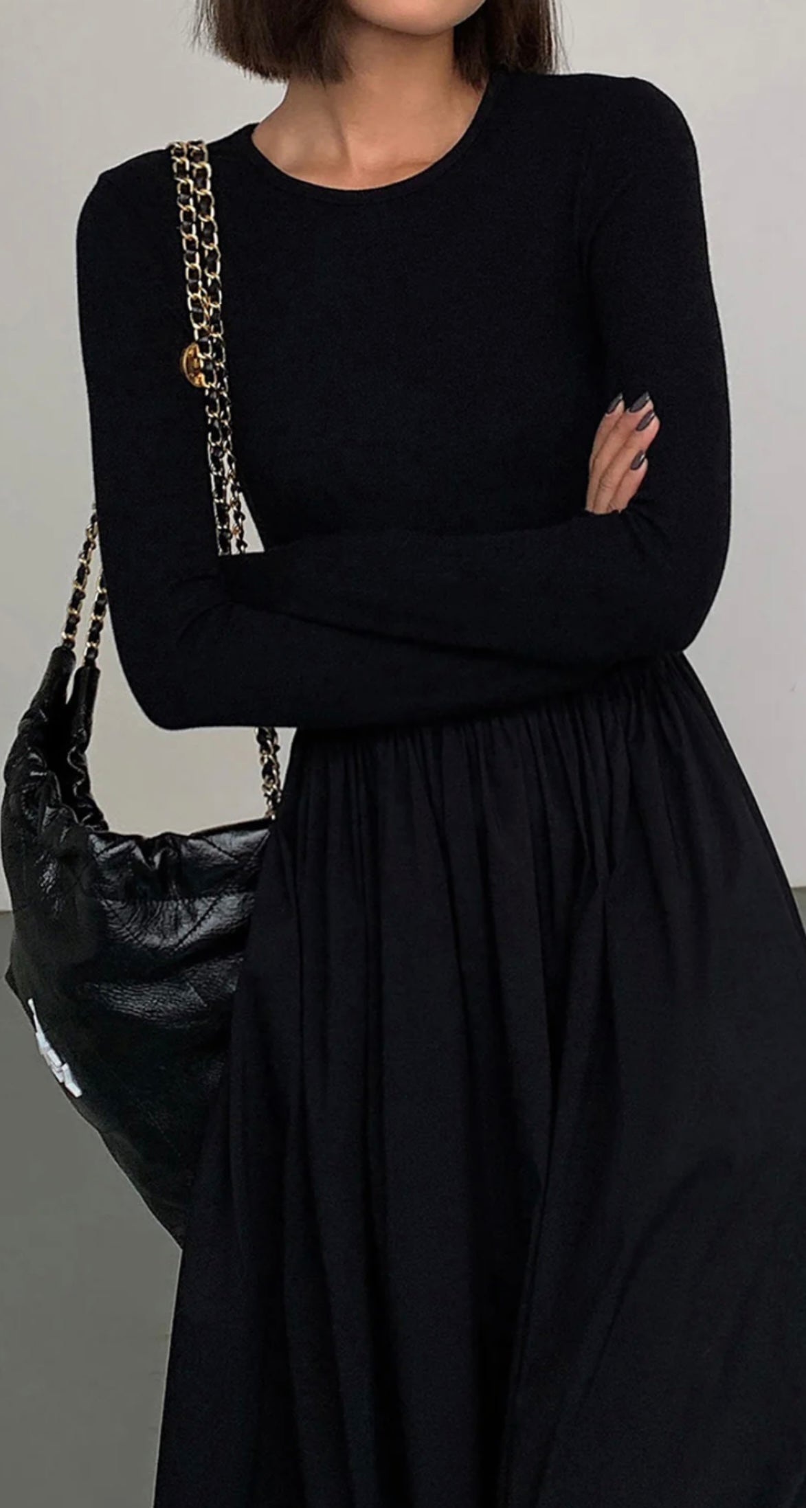COMMENSE Leisure Pockets Long Sleeve Long Dress