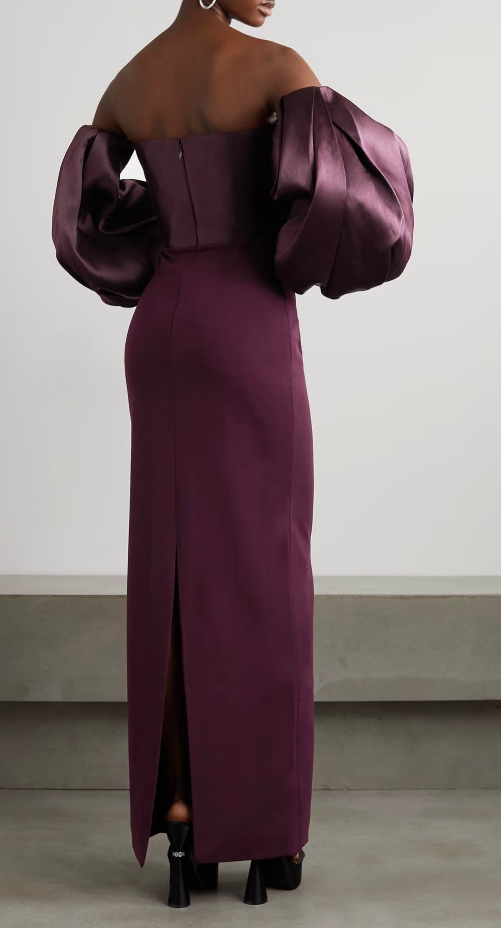 SOLACE LONDON
Carmen off-the-shoulder gathered satin and crepe maxi dress