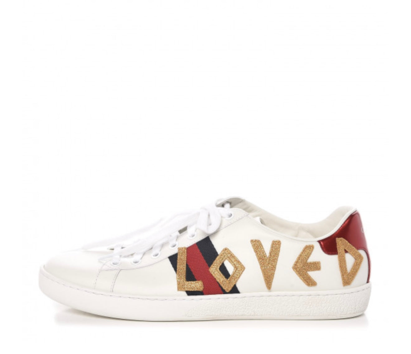 GUCCI
MENS Calfskin Nappa Web LOVED Embroidered Ace Sneakers