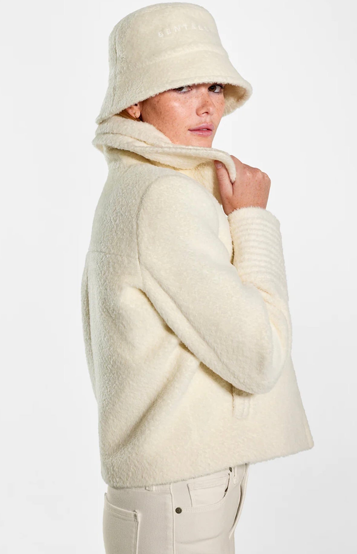 SENTALER - BOUCLÉ ALPACA MOTO JACKET WITH SIGNATURE DOUBLE COLLAR