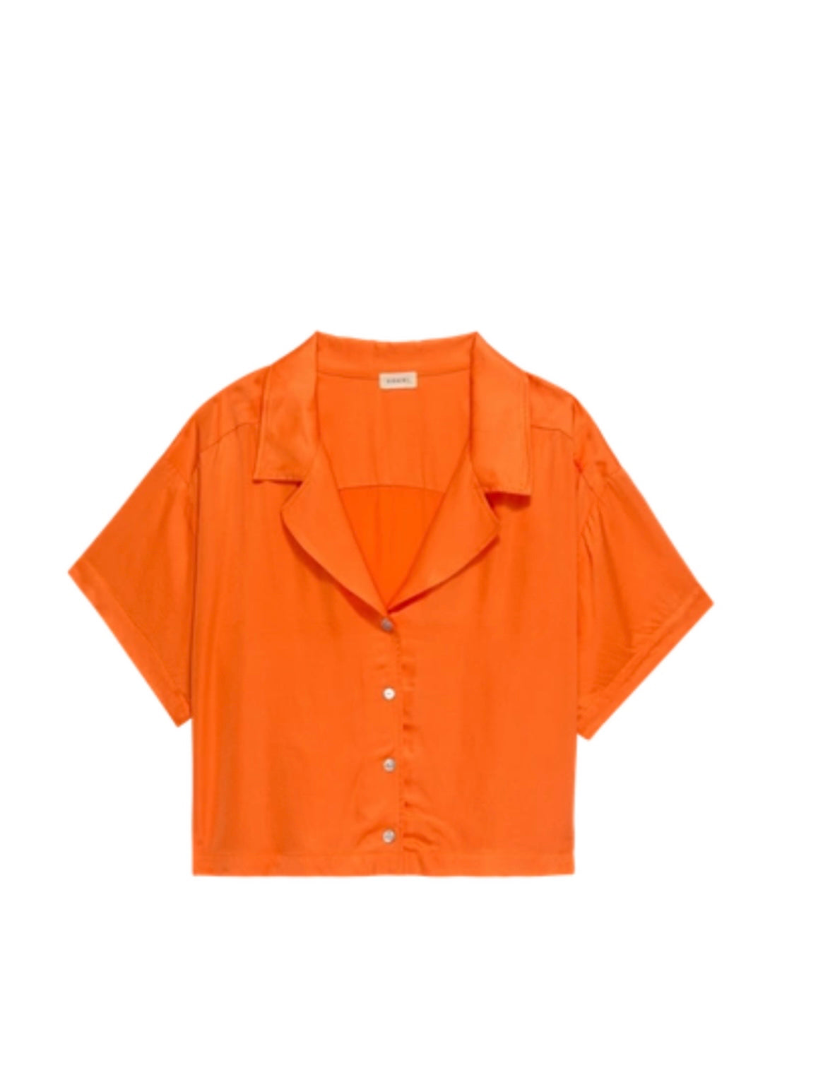 DONNI- Orange Silky Short-Sleeve Shirt