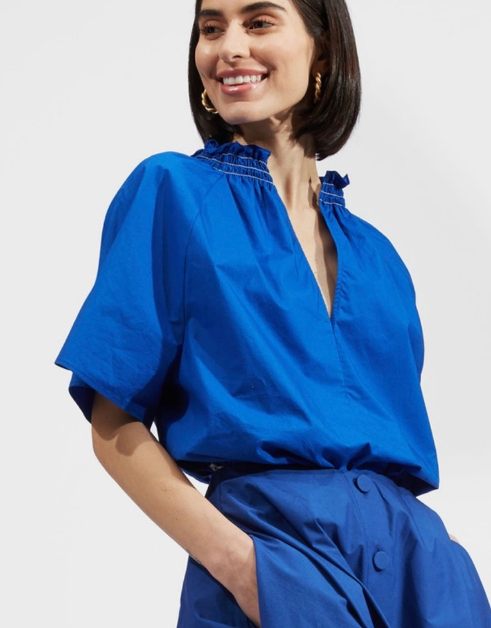 LA DOUBLE J - Holiday Shirt & Skirt in Blue/White