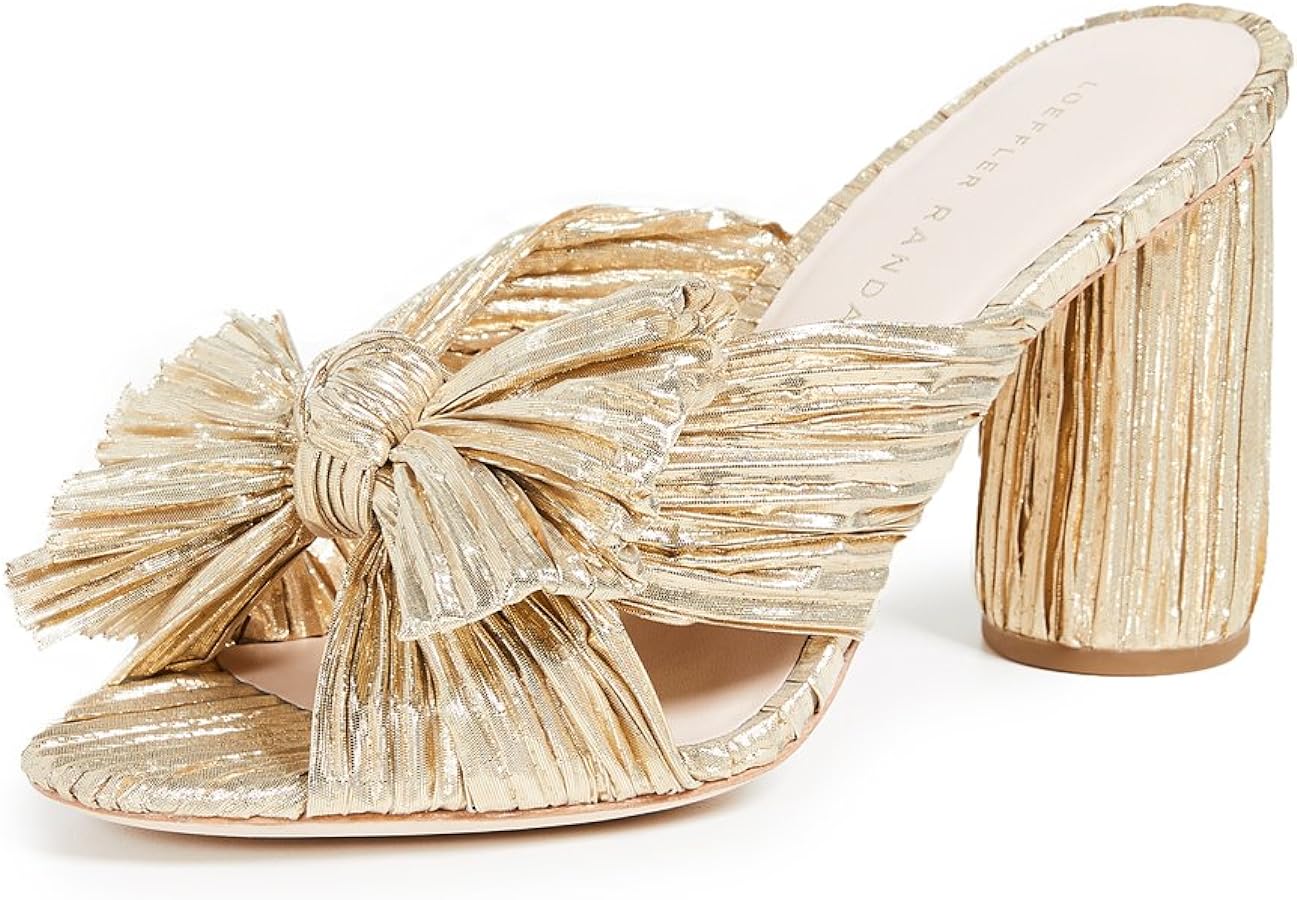 LOEFFLER RANDALL gold bow mules