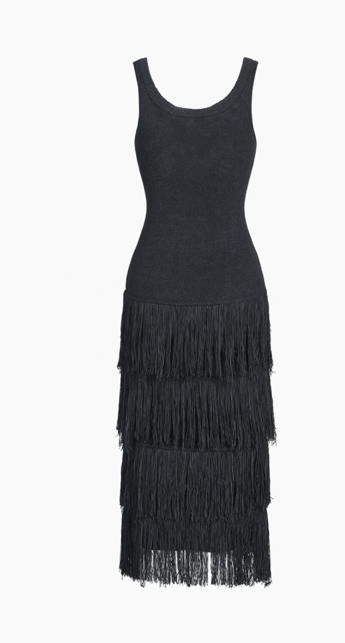 COMMENSE - Shimmy Fringed Midi Dress