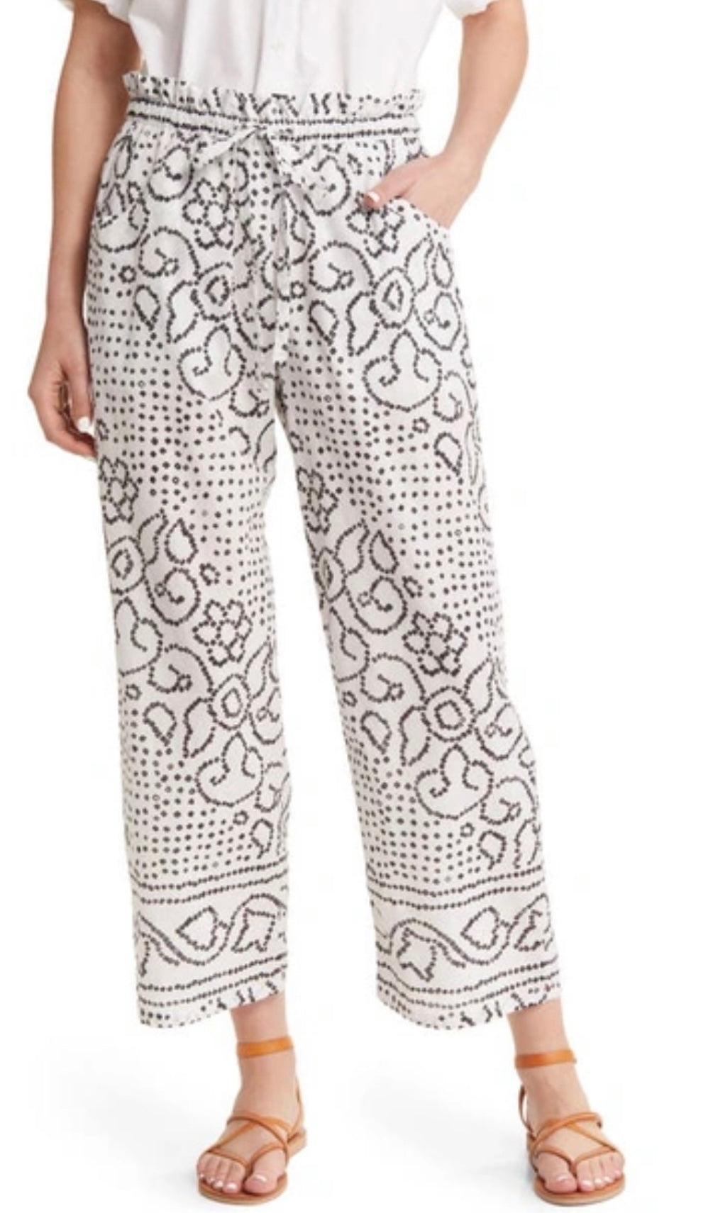 XIRENA - MICAH BLOUSE & TALYN GEO-PRINT CROPPED WIDE-LEG PANTS IN WHITE JEWEL