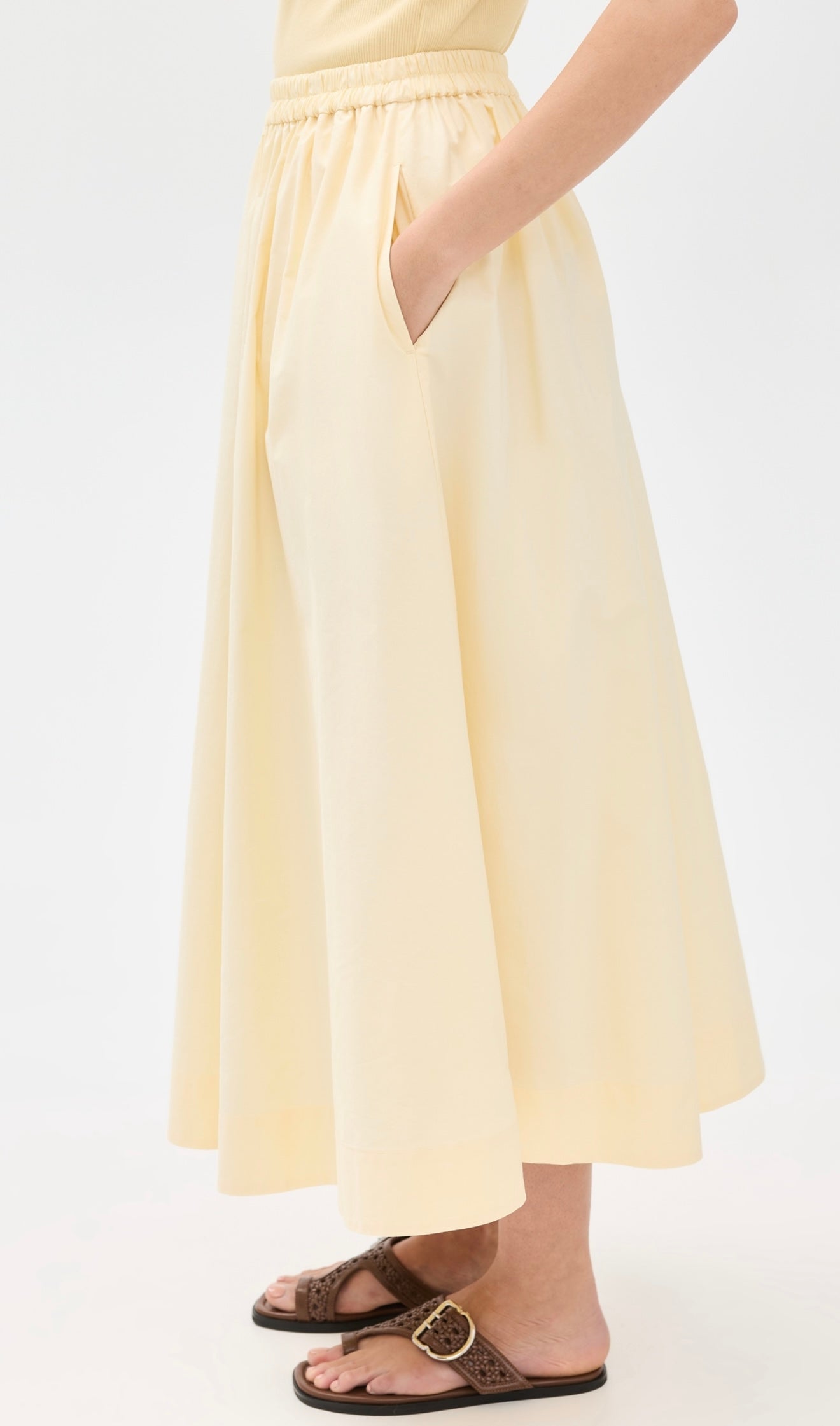 ALIGNE - NATALIE ELASTICATED COTTON MIDI SKIRT