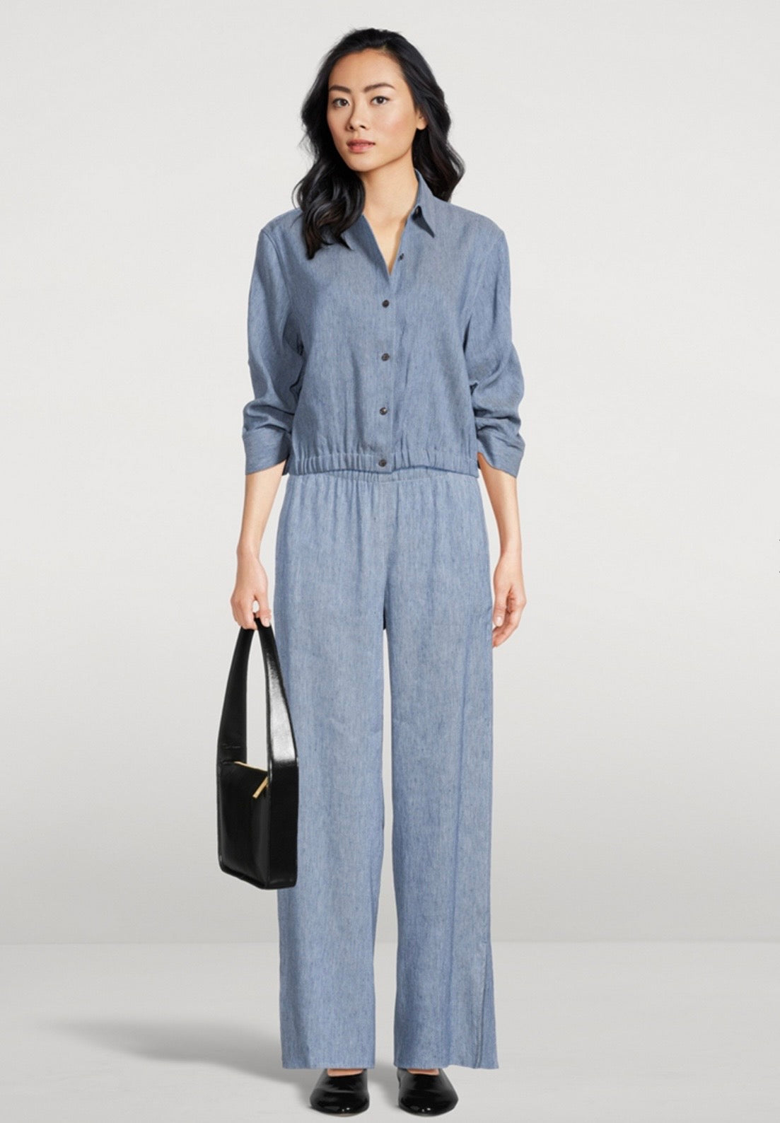 Theory Cropped Shirt in Fluid Linen