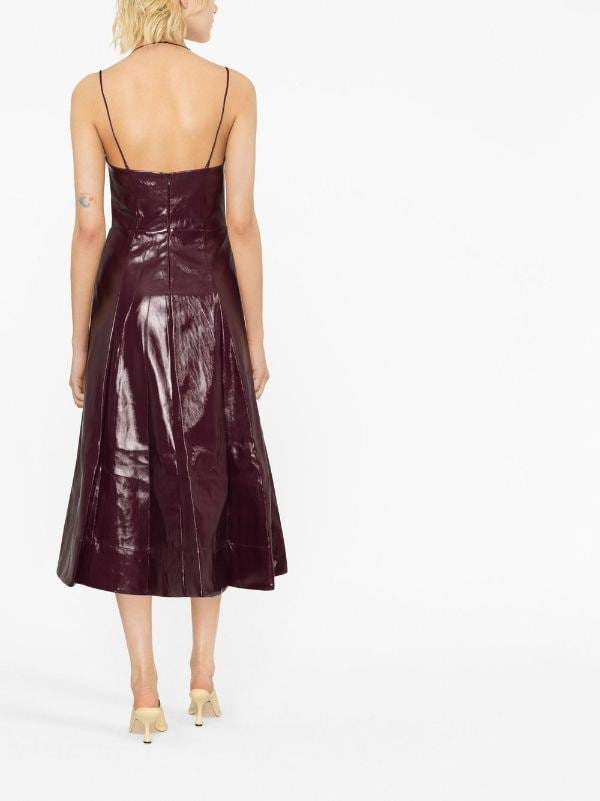 Staud Abstract Paneled Vegan Patent-leather Midi Dress