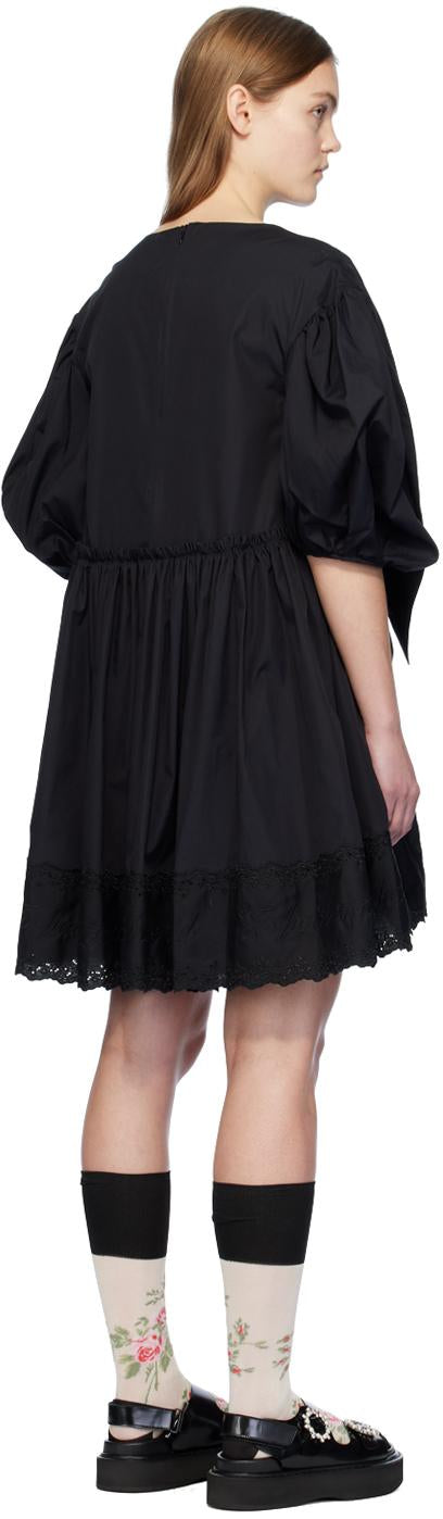 SIMONE ROCHA black short dress, puffy sleeves, giant bow across chest