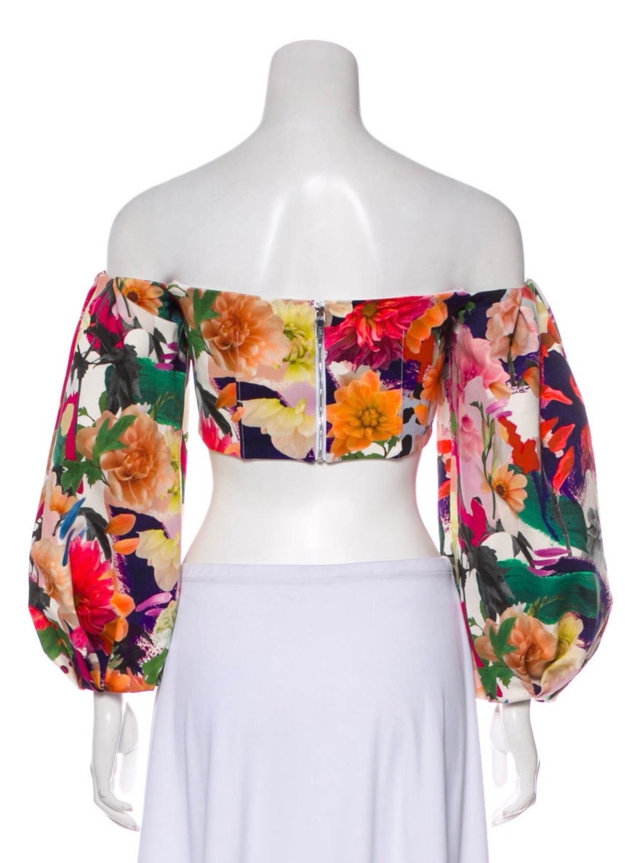 Cushnie Et Ochs - Multicolor Floral Off Shoulder Crop Top