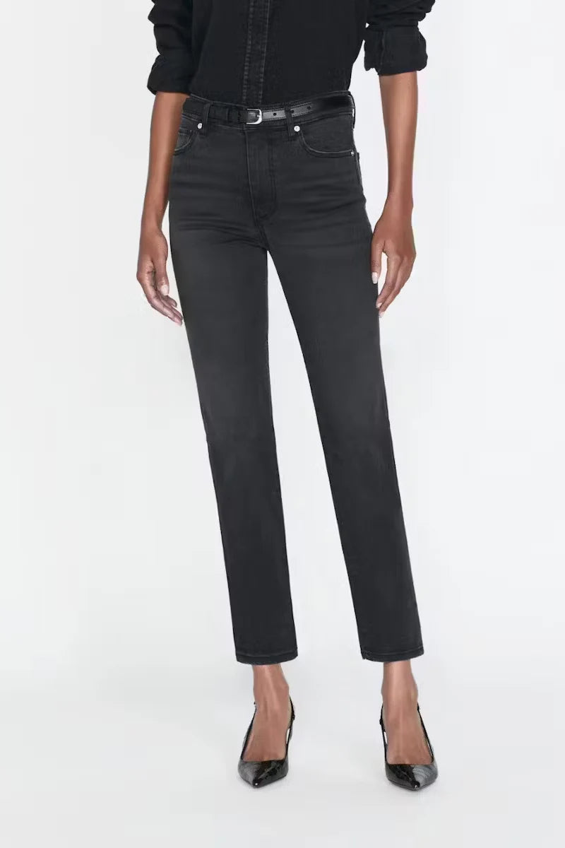 FRAME le sleek straight black jeans