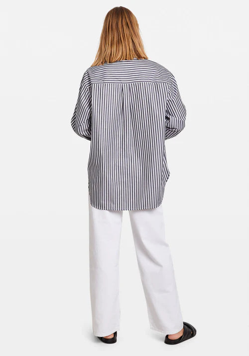 SAMSOE SAMSOE the lova shirt in black stripe