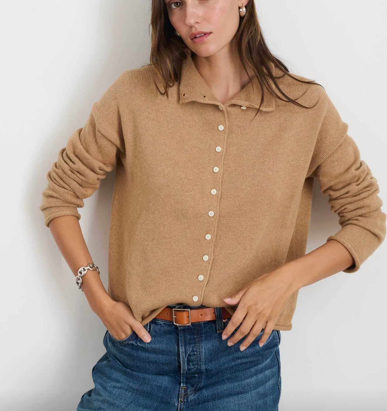 Alex Mill - Taylor Rollneck Cardigan in Cotton Cashmere