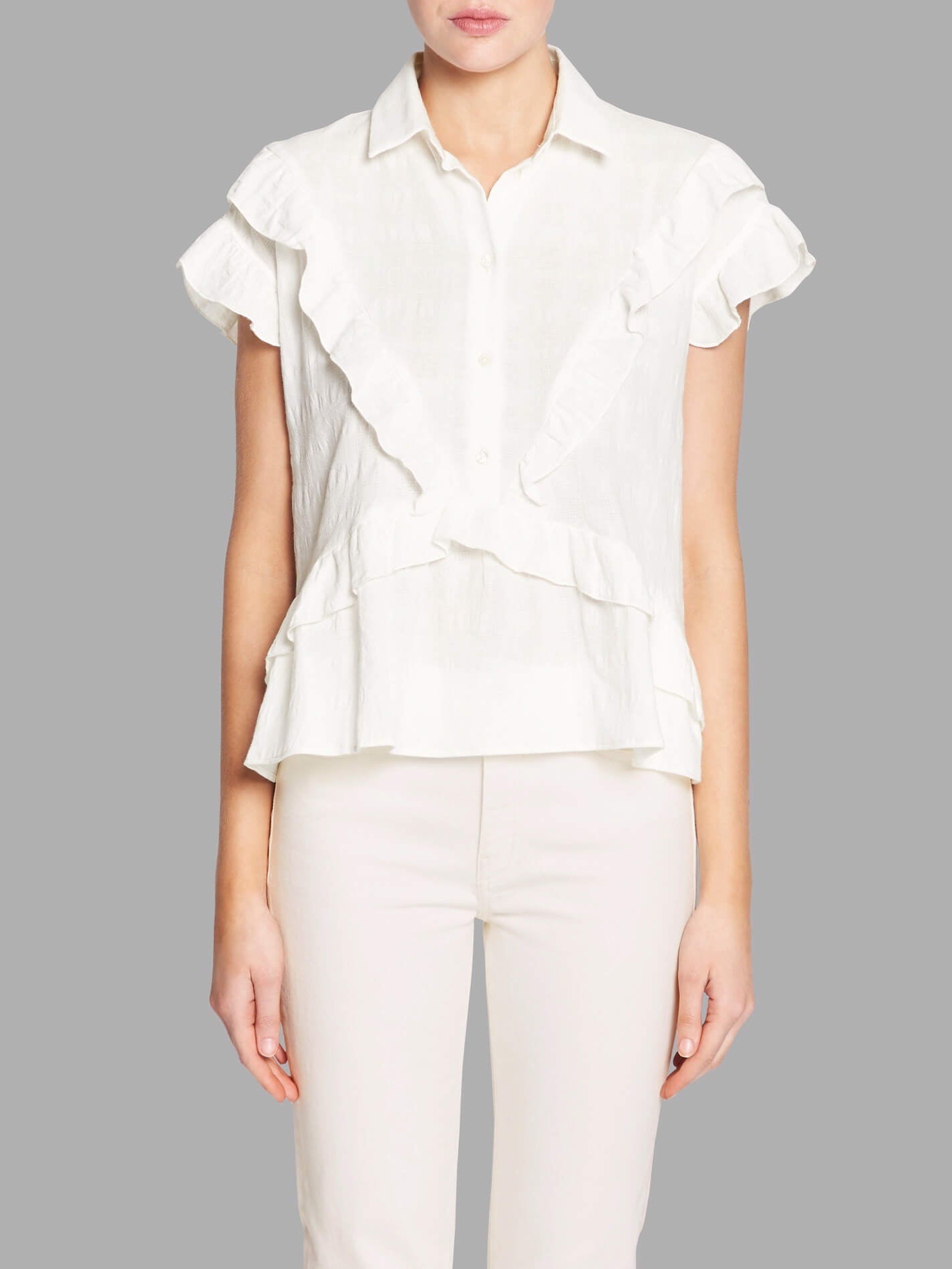 IRO ruffled white collared shirt