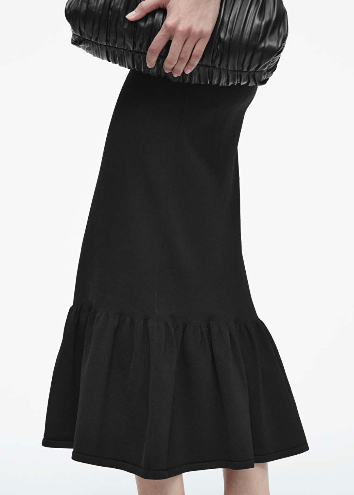 COS - KNITTED RUFFLED-HEM MIDI DRESS