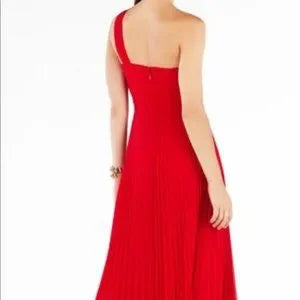 BCBG NWT red pleated red one shoulder dress