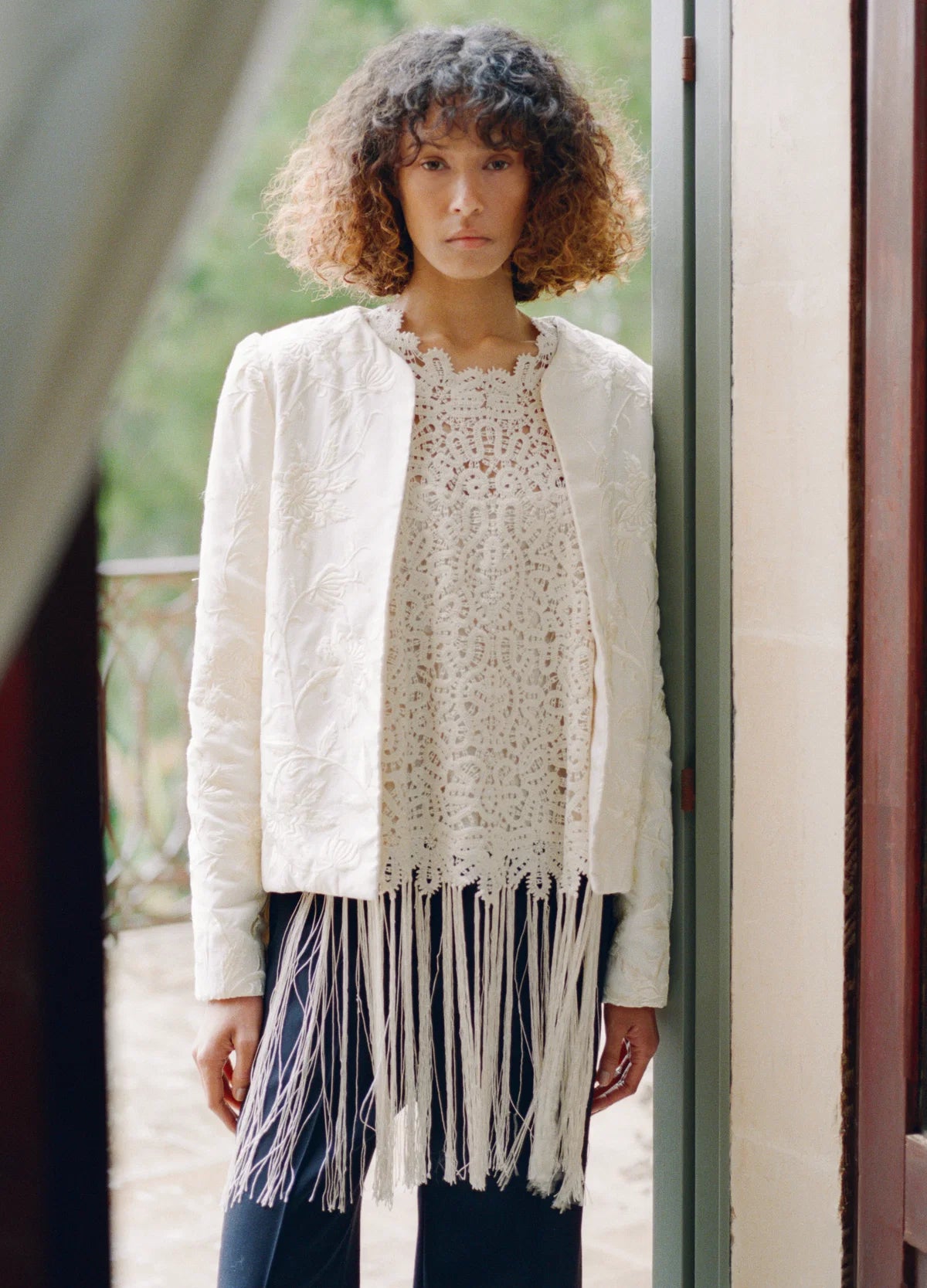 SEA NEW YORK ALINA LACE EMB JACKET IN CREAM NWT