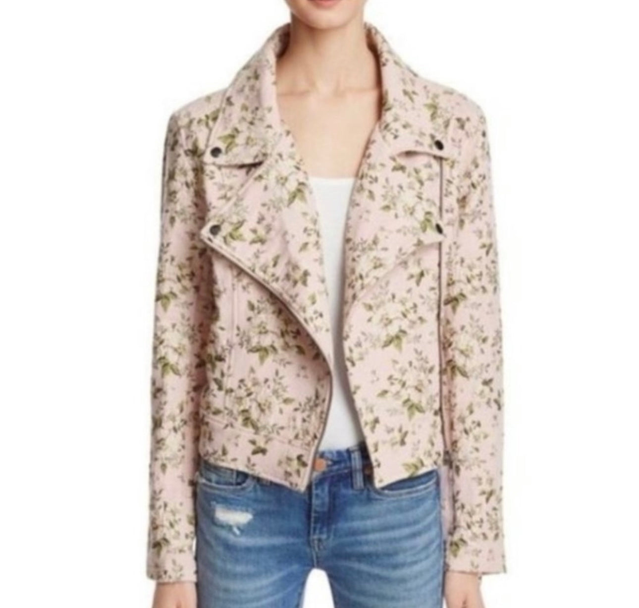 BLANKNYC Pink Floral Moto Zip Jacket